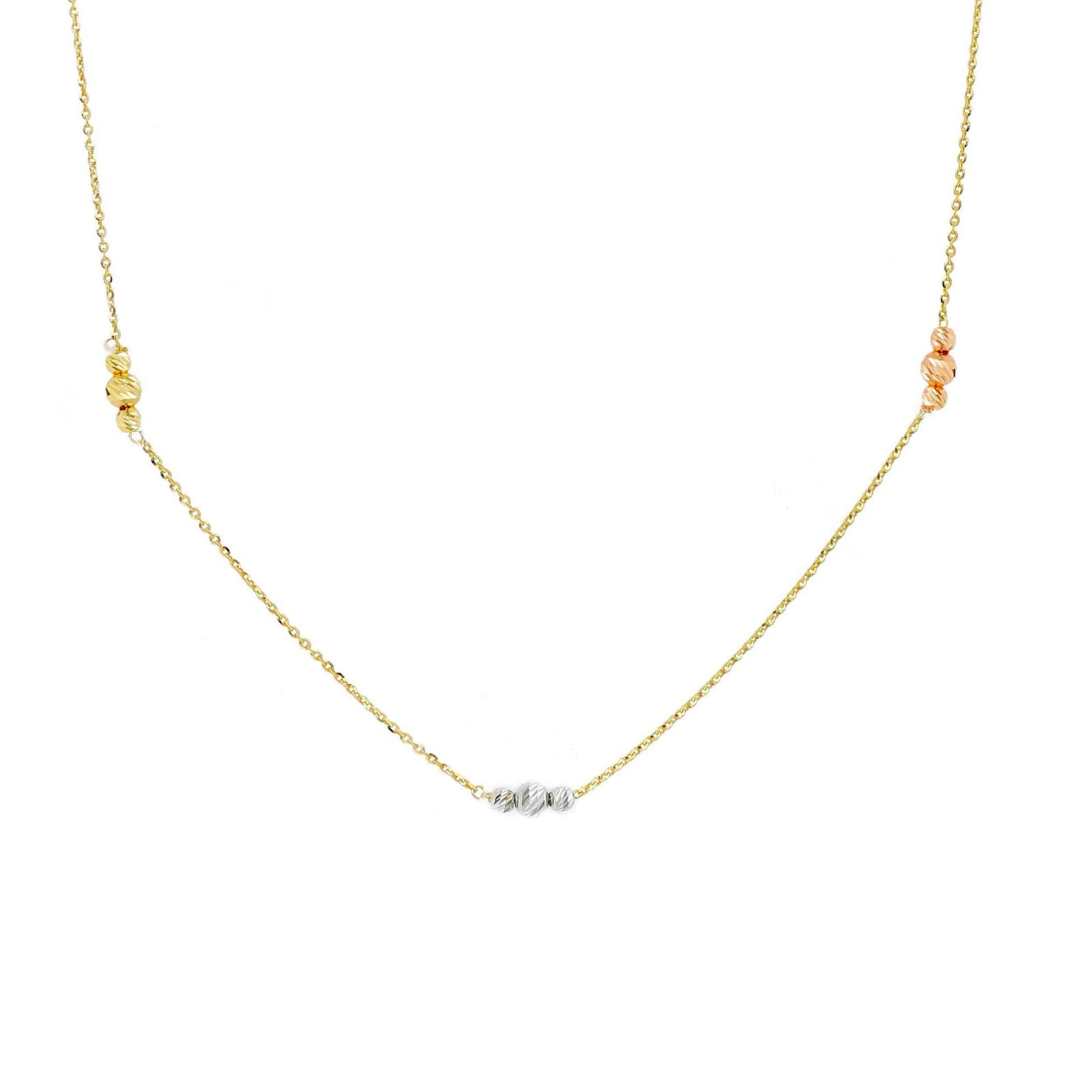 Collana girocollo Joy Gioielli oro 9 KT sfere di tre colori MISURA UNICA