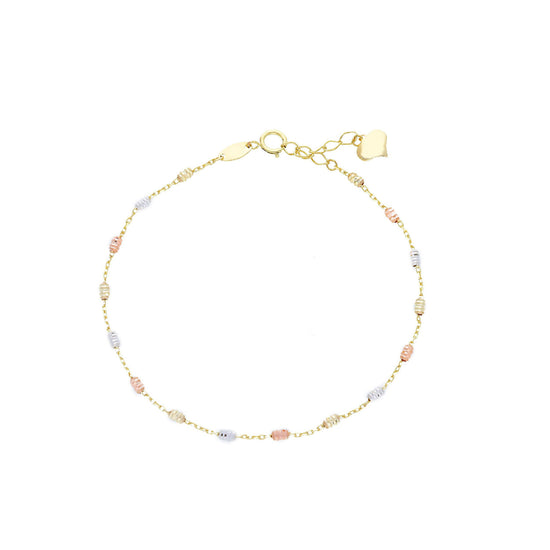 Bracciale donna JOY Gioielli Oro in oro 9KT sfere tre ori Regolabile 17-19 cm
