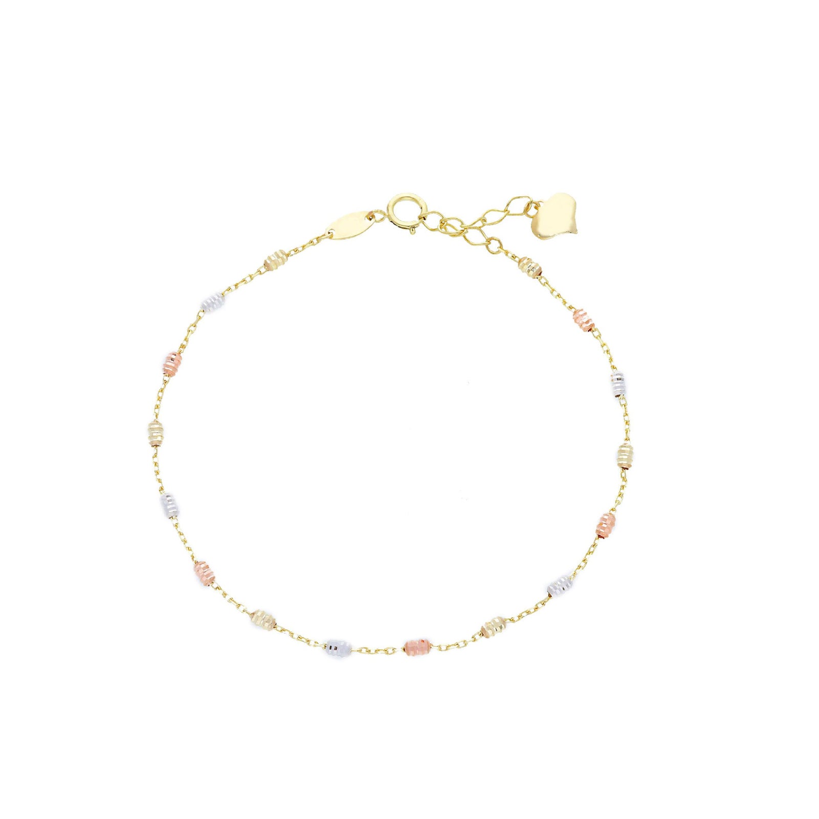 Bracciale donna JOY Gioielli Oro in oro 9KT sfere tre ori Regolabile 17-19 cm