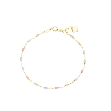 Bracciale donna JOY Gioielli Oro in oro 9KT sfere tre ori Regolabile 17-19 cm