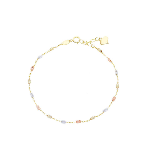 Bracciale donna JOY Gioielli Oro in oro 9KT sfere tre ori Regolabile 17-19 cm