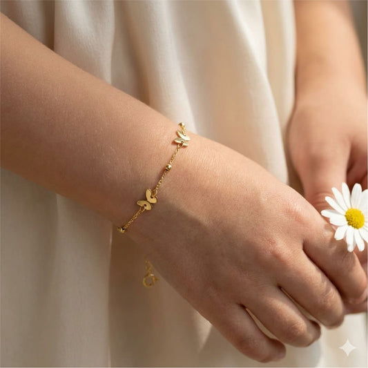 Bracciale catena Joy Gioielli oro 18 kt con farfalle Baby 16 cm