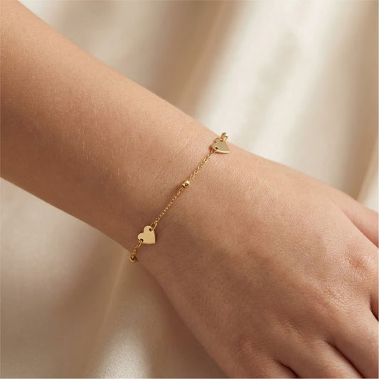 Bracciale catena Joy Gioielli oro 18 kt con cuori Baby 16 cm