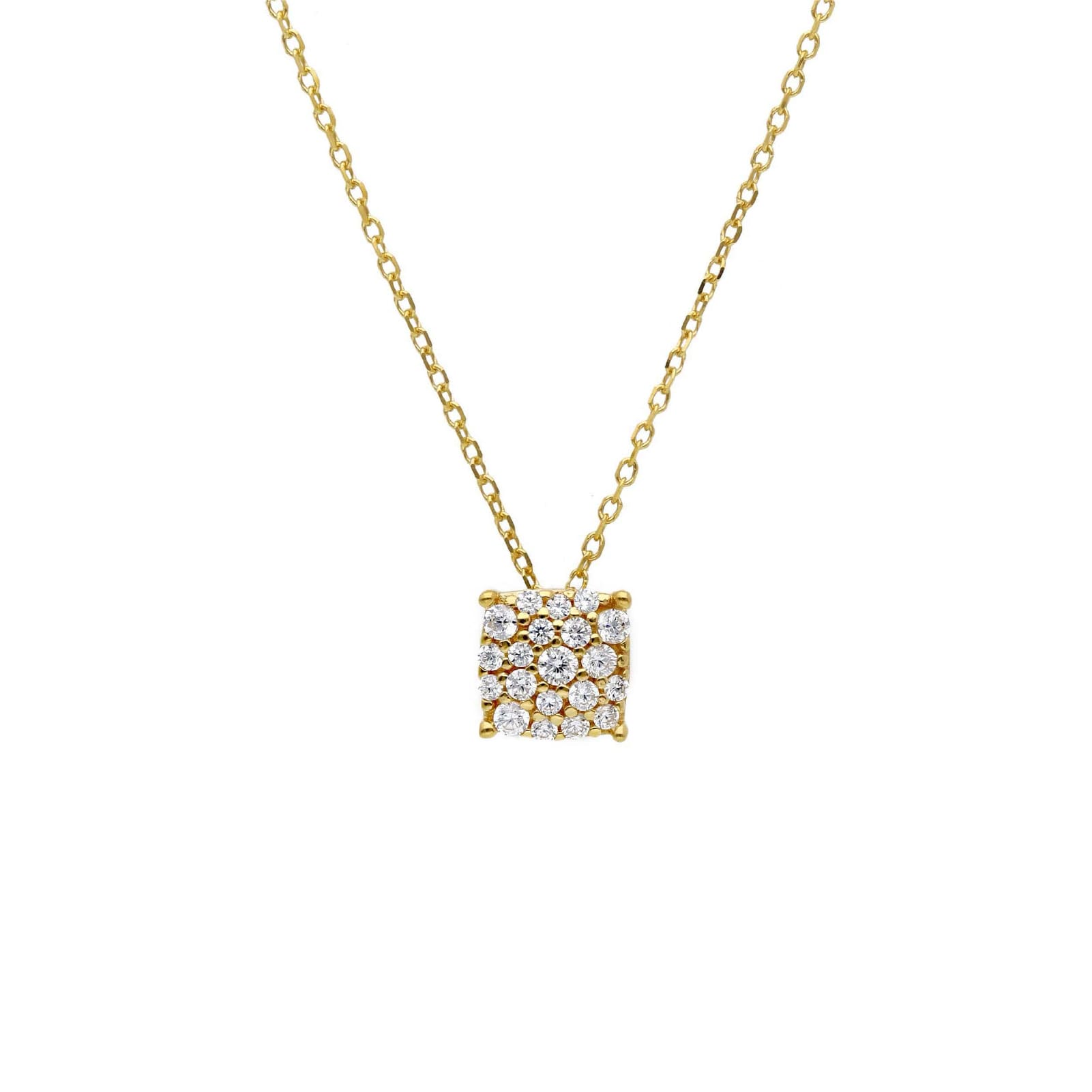 Collana Joy Gioielli in oro giallo 9 KT quadrato con zirconi MISURA UNICA