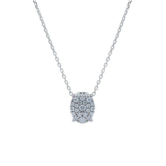 Collana Joy Gioielli in oro bianco 9 KT ovale con zirconi MISURA UNICA