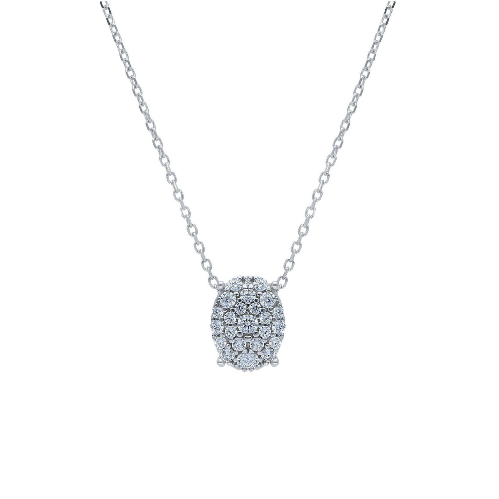 Collana Joy Gioielli in oro bianco 9 KT ovale con zirconi MISURA UNICA
