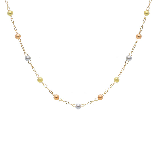 Collana JOY Gioielli Oro in oro 9KT con sfere tre colori MISURA UNICA