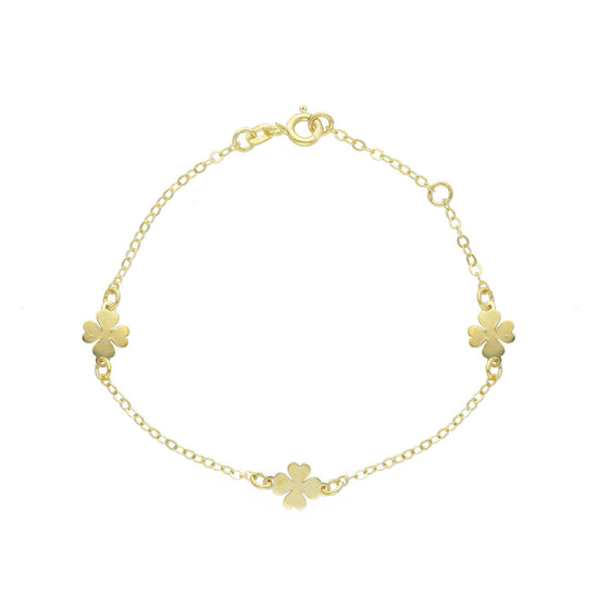 Bracciale baby Joy Gioielli in oro giallo 9 KT quadrifogli Regolabile 14-16 cm