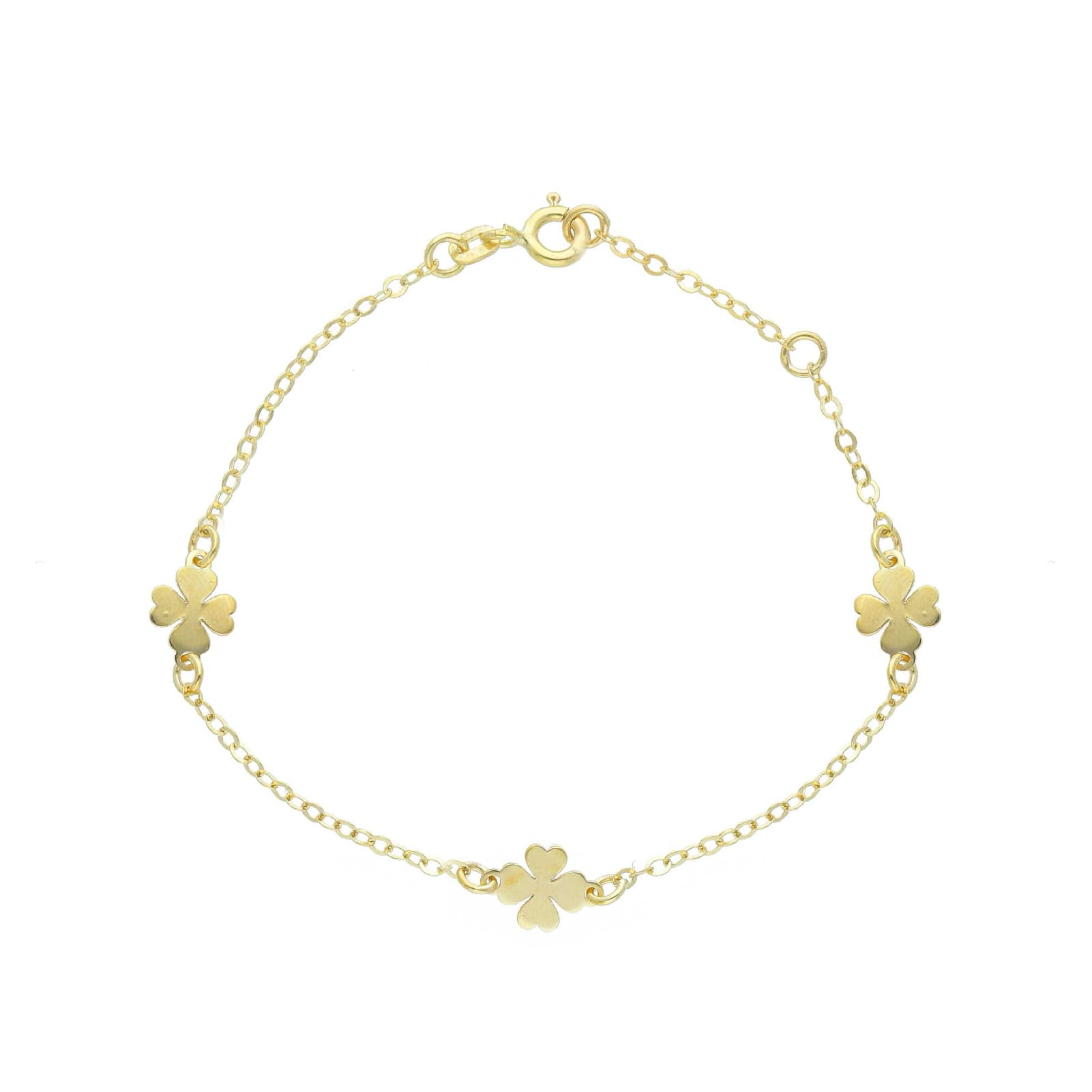 Bracciale baby Joy Gioielli in oro giallo 9 KT quadrifogli Regolabile 14-16 cm