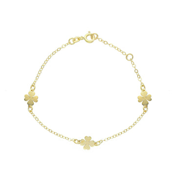 Bracciale baby Joy Gioielli in oro giallo 9 KT quadrifogli Regolabile 14-16 cm