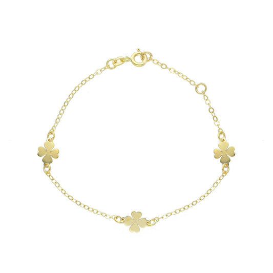 Bracciale baby Joy Gioielli in oro giallo 9 KT quadrifogli Regolabile 14-16 cm