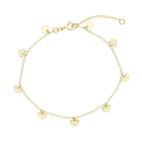 Bracciale Joy Gioielli in oro giallo 9 KT con charms cuori Regolabile 17-20 cm