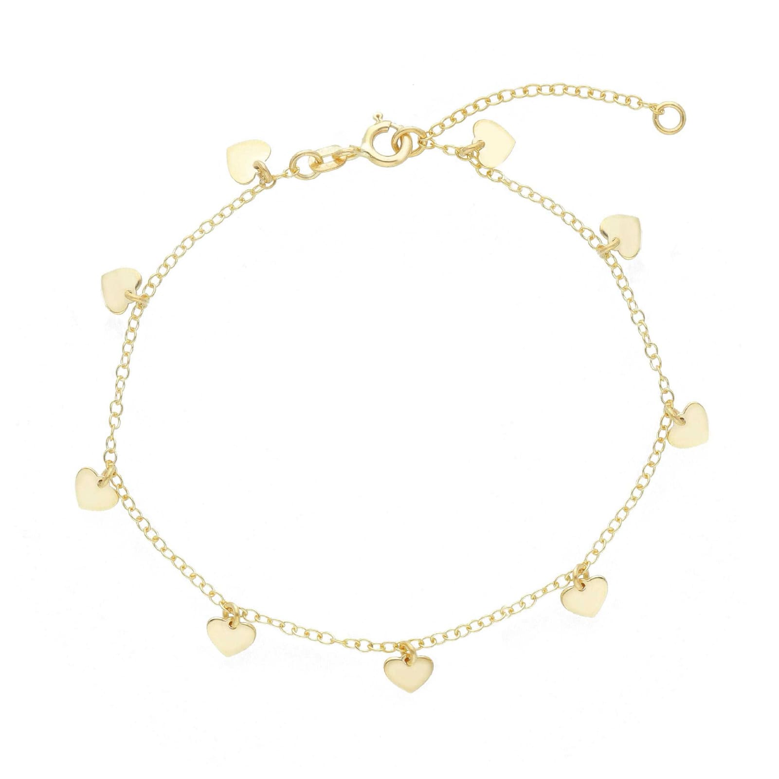 Bracciale Joy Gioielli in oro giallo 9 KT con charms cuori Regolabile 17-20 cm