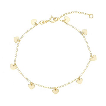 Bracciale Joy Gioielli in oro giallo 9 KT con charms cuori Regolabile 17-20 cm