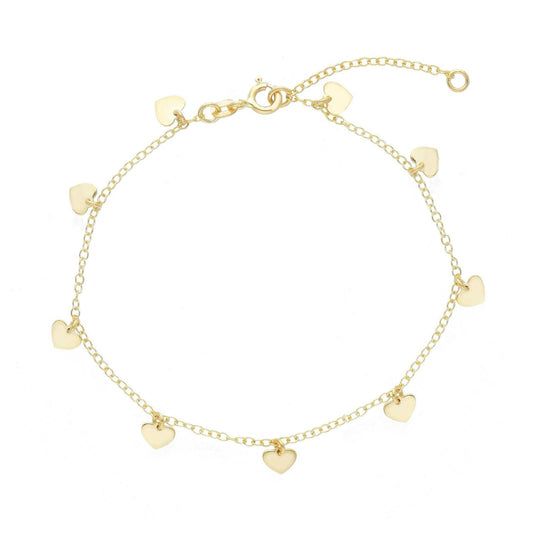 Bracciale Joy Gioielli in oro giallo 9 KT con charms cuori Regolabile 17-20 cm