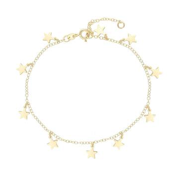 Bracciale catena Joy Gioielli oro giallo 9KT stelle pendenti Regolabile 17-20 cm