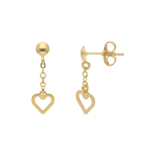 Orecchini pendenti JOY Gioielli in oro 9KT giallo con cuore MISURA UNICA