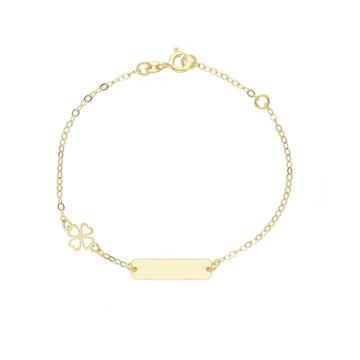 Bracciale baby Joy Gioielli oro giallo 9KT targa quadrifoglio Regolabile 14-16 cm
