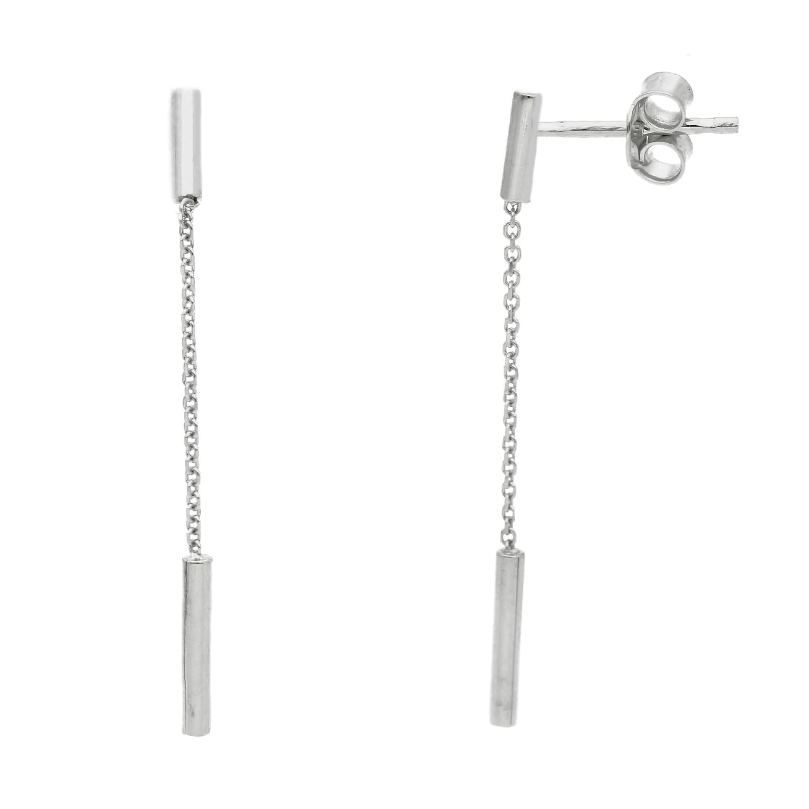 Orecchini A Puce In Oro Bianco 750/1000 Con Zirconio - Gioiello Elegante In Cofanetto