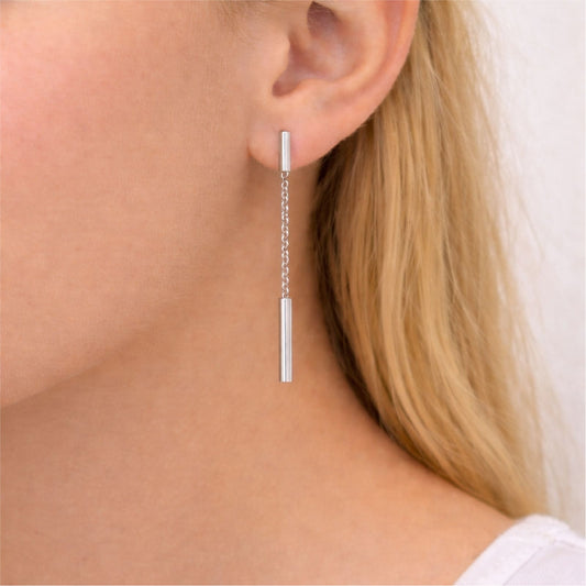 Orecchini pendenti Joy Gioielli oro bianco 18 kt con cilindri MISURA UNICA