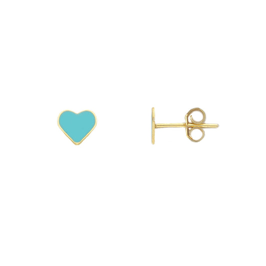 Orecchini JOY Gioielli Oro in oro 9KT a cuore azzurro MISURA UNICA