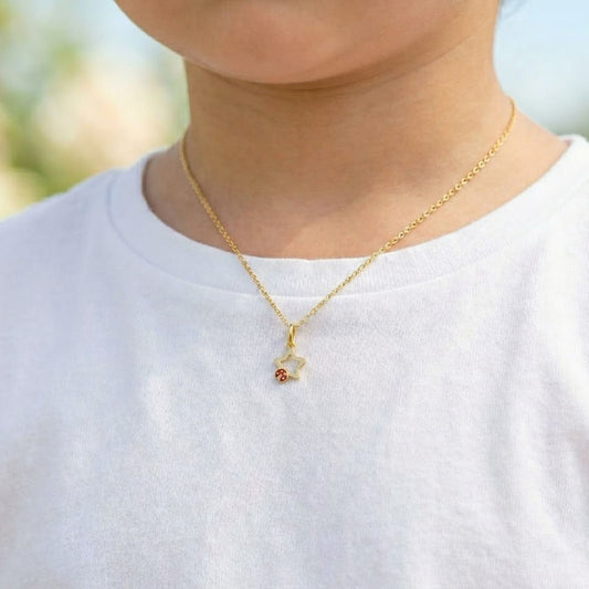 Ciondolo Joy Gioielli oro giallo 9kt con stella e coccinella MISURA UNICA