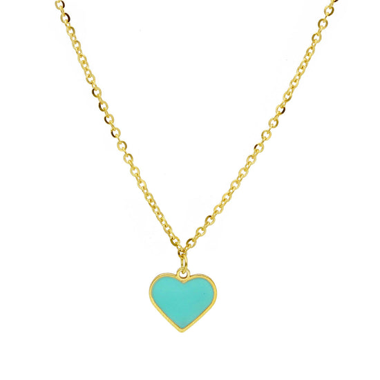 Collana JOY Gioielli Oro in oro 9KT cuore smaltato azzurro MISURA UNICA