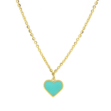 Collana JOY Gioielli Oro in oro 9KT cuore smaltato azzurro MISURA UNICA