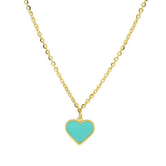 Collana JOY Gioielli Oro in oro 9KT cuore smaltato azzurro MISURA UNICA