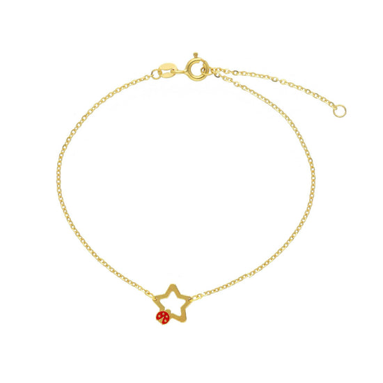 Bracciale Joy Gioielli oro giallo 9kt con stella e coccinella MISURA UNICA