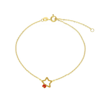 Bracciale Joy Gioielli oro giallo 9kt con stella e coccinella MISURA UNICA