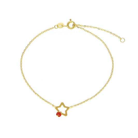 Bracciale Joy Gioielli oro giallo 9kt con stella e coccinella MISURA UNICA