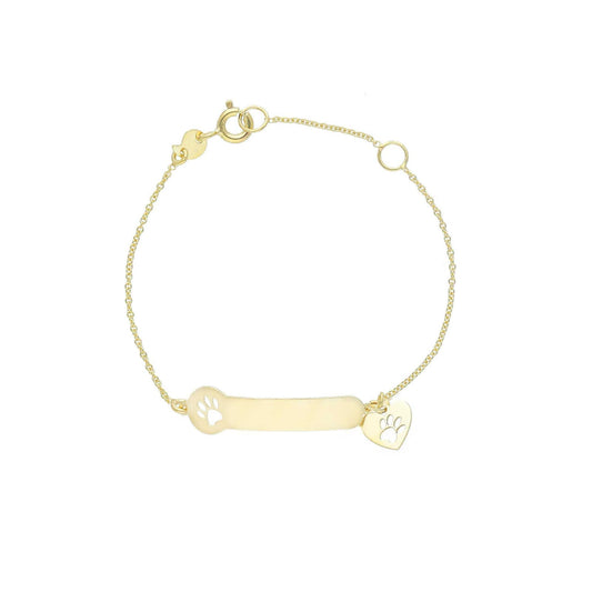 Bracciale baby Joy Gioielli oro giallo 9 KT targa zampina Regolabile 12-14 cm