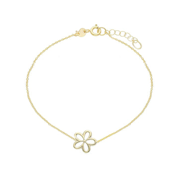 Bracciale catena Joy Gioielli oro giallo 9 KT fiore centrale Regolabile 17-19 cm