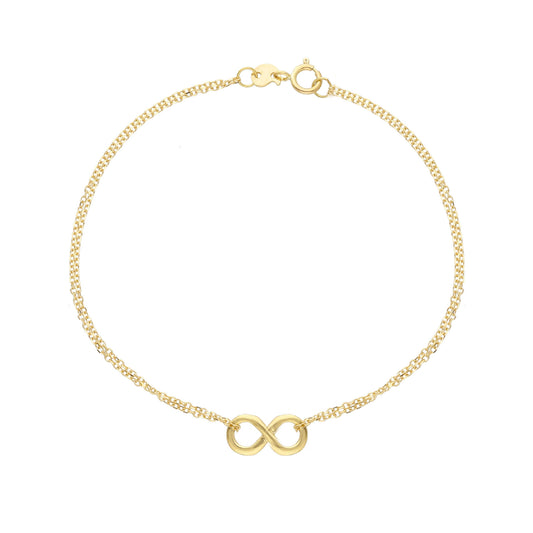 Bracciale JOY Gioielli Oro in oro 9KT giallo con infinito Regolabile 17-19 cm