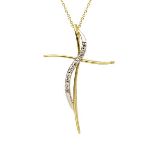 Collana Joy Gioielli oro giallo 9 KT croce minimal e zirconi MISURA UNICA