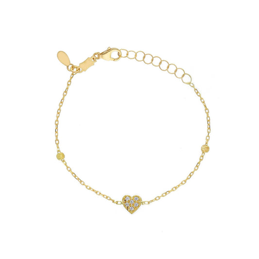 Bracciale catena Joy Gioielli oro 18 kt cuore di zirconi 14 cm