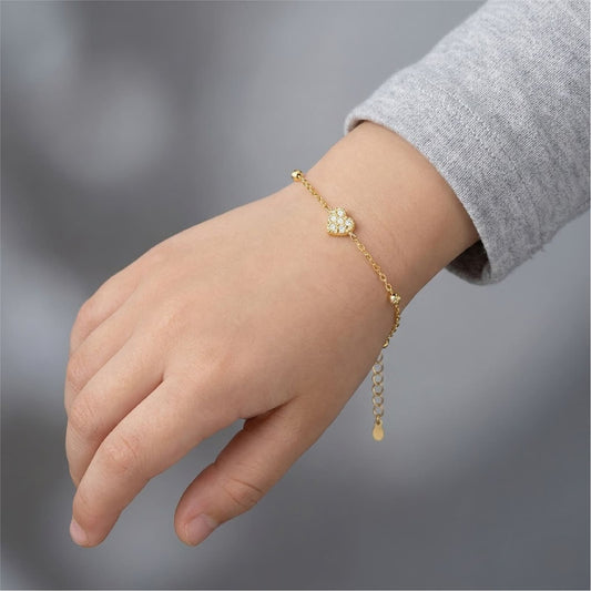 Bracciale catena Joy Gioielli oro 18 kt cuore di zirconi 14 cm