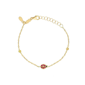 Bracciale catena Joy Gioielli oro 18 kt e cristallo coccinella 14 cm