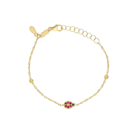 Bracciale catena Joy Gioielli oro 18 kt e cristallo coccinella 14 cm