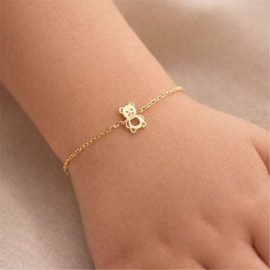 Bracciale catena Joy Gioielli oro 18 kt con orsetto Baby 14 cm