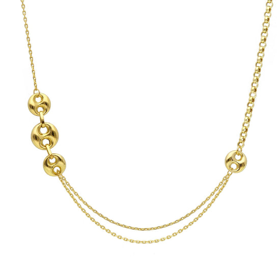 Collana Joy Gioielli oro giallo 18 KT doppia catena e bottoni MISURA UNICA