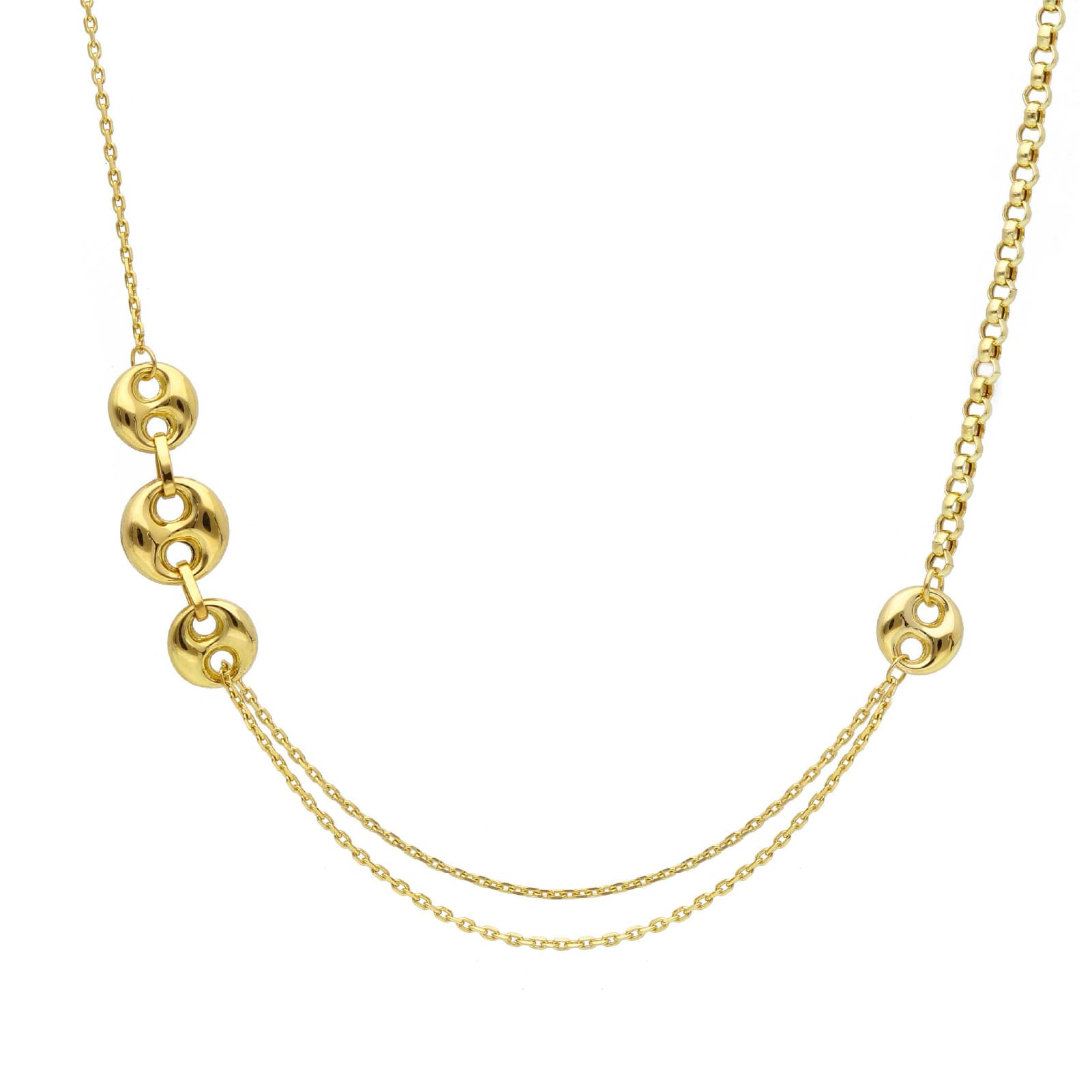 Collana Joy Gioielli oro giallo 18 KT doppia catena e bottoni MISURA UNICA