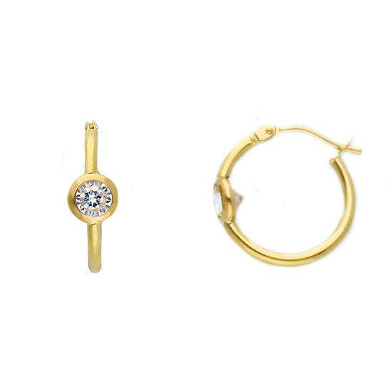 Orecchini a cerchio Joy Gioielli oro 18 kt zircone centrale MISURA UNICA