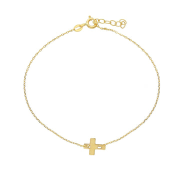 Bracciale catena Joy Gioielli oro giallo 18 kt con croce 19 cm