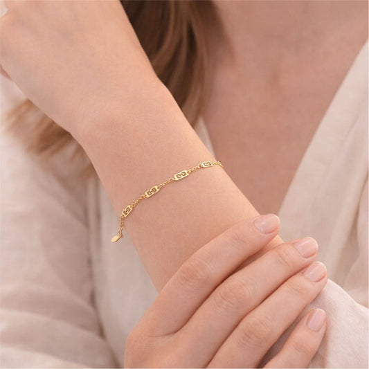 Bracciale Joy Gioielli oro 18 kt con elementi rettangolari 19 cm
