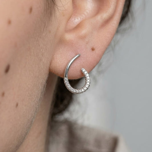 Orecchini Joy Gioielli oro bianco 18 KT con pavè di zirconi MISURA UNICA