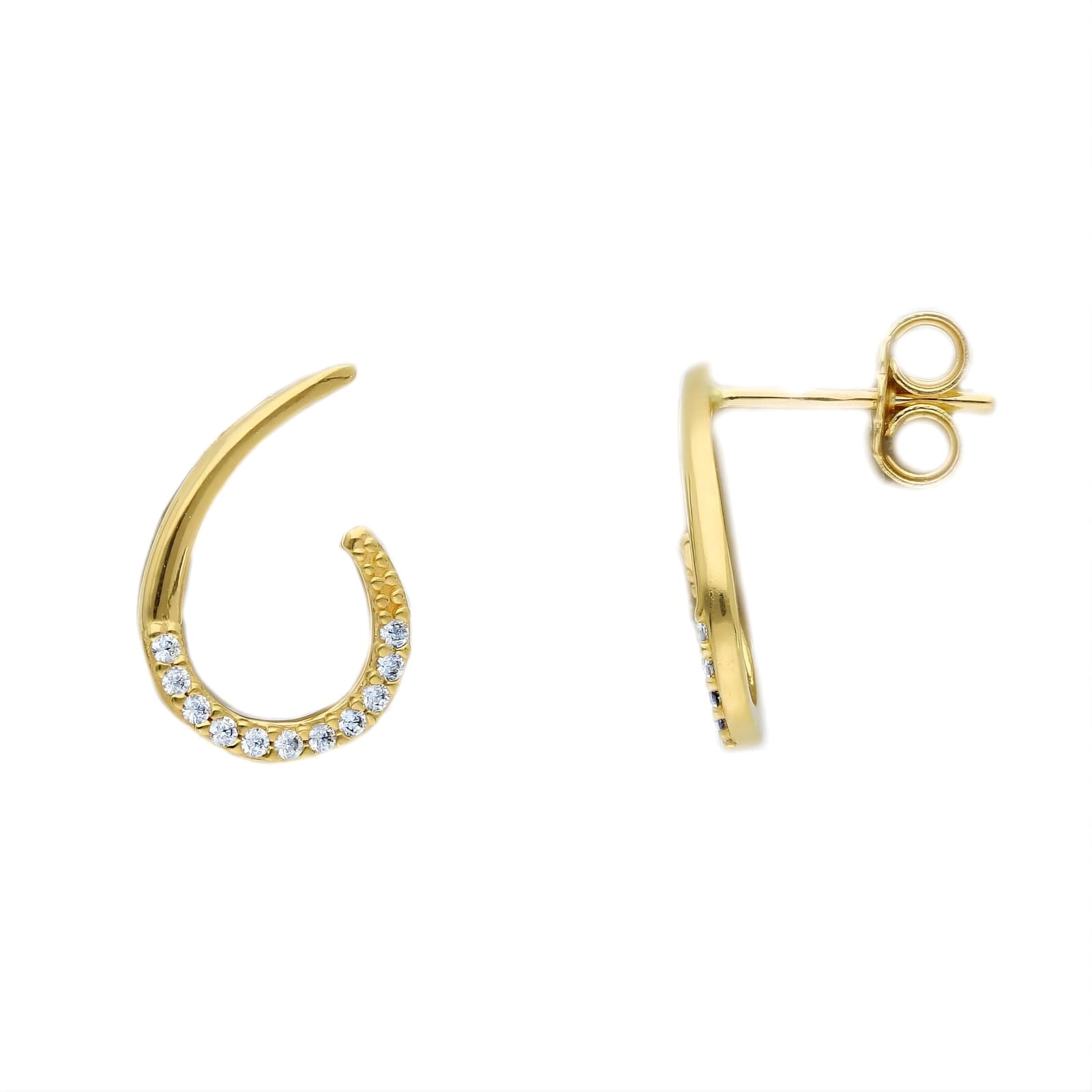 Orecchini Donna Oro Giallo 18K Con Topazio Verde - A Ciondolo Cubico - Gioielli Fatti A Mano