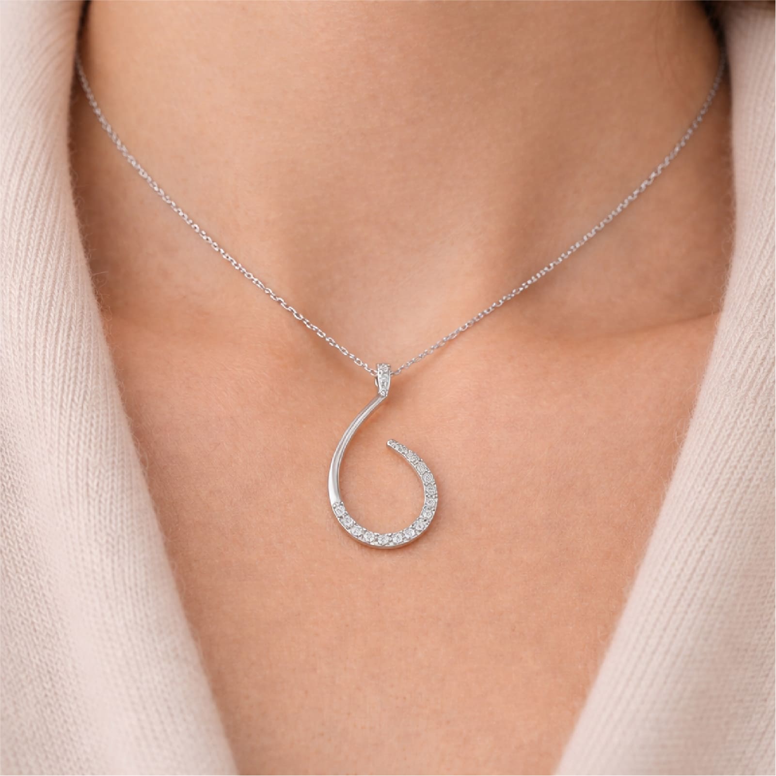 Collana Joy Gioielli oro bianco 18 KT con pendente e zirconi MISURA UNICA