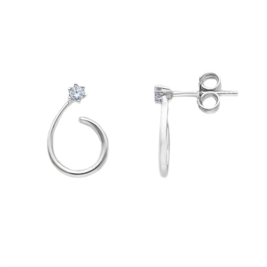 Orecchini Joy Gioielli oro bianco 18 KT a spirale con zircone MISURA UNICA